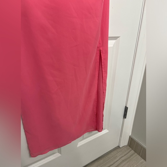 Lulus Bright Pink Wrap Cut Out Midi Dress - Picture 7 of 9